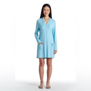 Coolibar Catalina Beach Cover Up Dress Arctic Blue Small‎